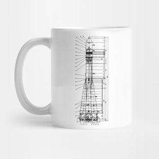 Vostok Rocket Blueprint Black Mug